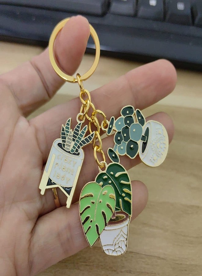 Meimimix Cute Fashion Keychain Ladies Succulent Potted Succulent Shaped Keychain Golden Car Keychain Jewelry for Friends - Image 4